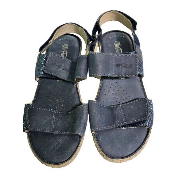 Florance Made In Italy Blue Leather Glitter Detail Strappy Sandals Size 6 - Picture 4 of 10